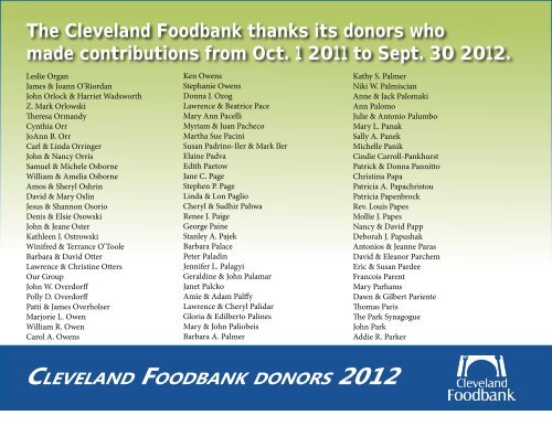 Cleveland Foodbank 2012