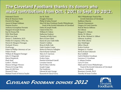 Cleveland Foodbank 2012