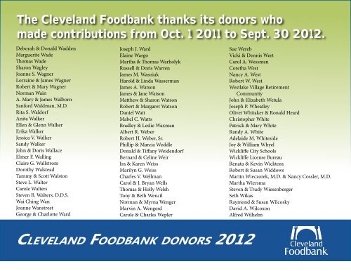 Cleveland Foodbank 2012