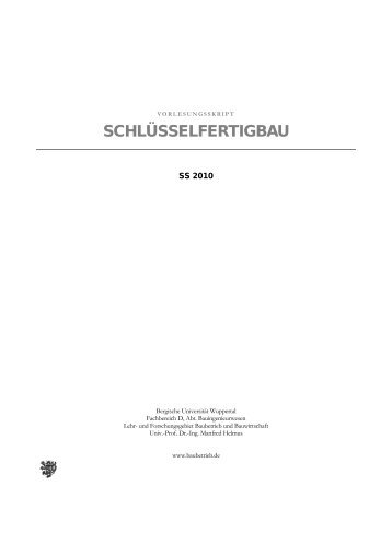 SFB SoSe 2010 - Baubetrieb und Bauwirtschaft - Bergische ...