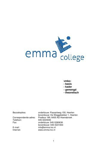 vmbo: - basis - kader - gemengd - theoretisch - Emmacollege