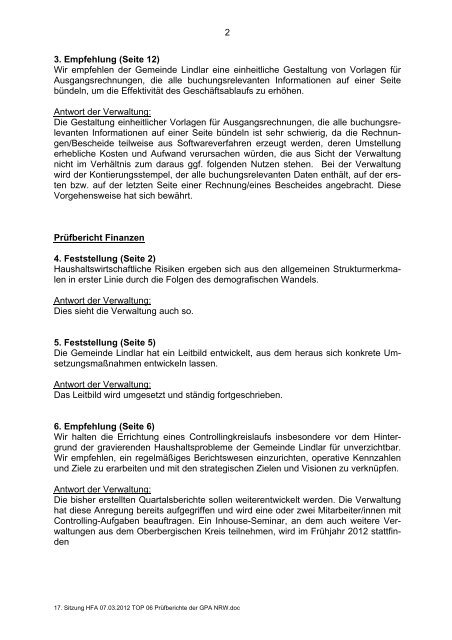 Sitzungsvorlage - Gemeinde Lindlar