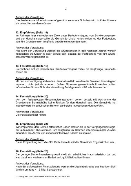 Sitzungsvorlage - Gemeinde Lindlar