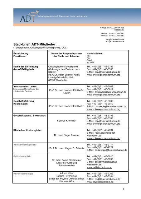 Steckbrief: ADT-Mitglieder