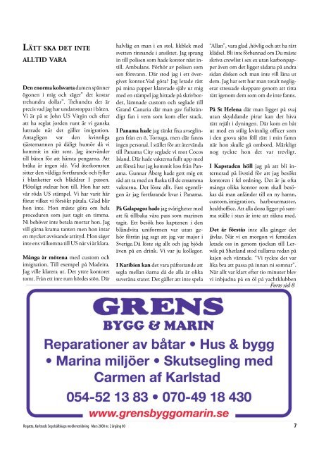 Karlstads Segelsällskaps medlemstidning Nr 2 Mars 2008 Årgång 80
