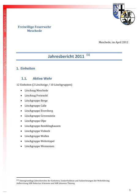 Jahresbericht_2011.pdf - Freiwillige Feuerwehr der Stadt Meschede