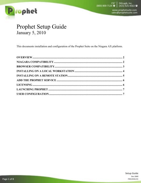 Prophet Setup Guide