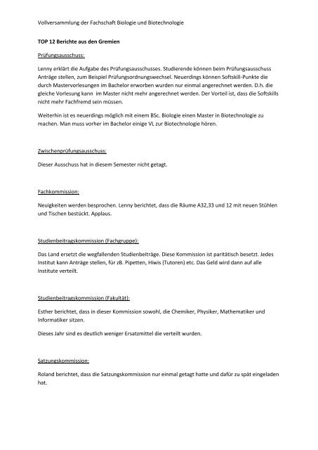 Wintersemester 2011/12 - Fachschaft Biologie an der RWTH Aachen