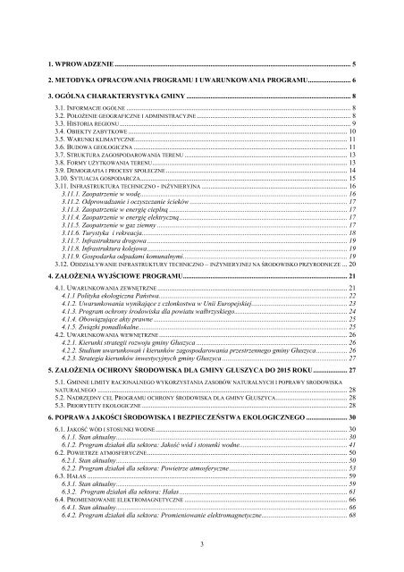 PROGRAM OCHRONY ŚRODOWISKA DLA GMINY GŁUSZYCA na lata 2004 - 2011