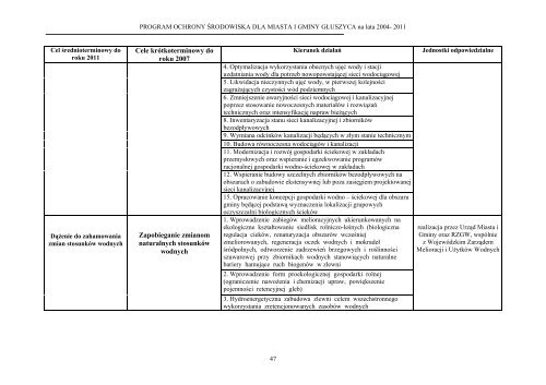 PROGRAM OCHRONY ŚRODOWISKA DLA GMINY GŁUSZYCA na lata 2004 - 2011