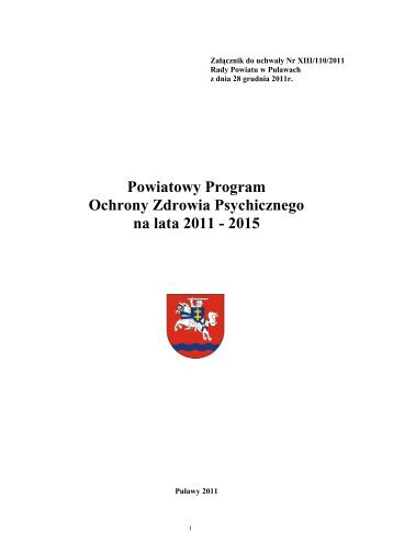 Powiatowy Program Ochrony Zdrowia Psychicznego na lata 2011 - 2015