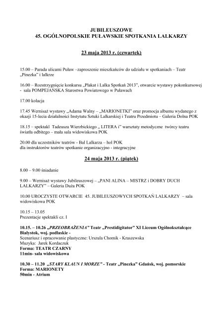 szczegÃ³Åowy program - Powiat PuÅawski