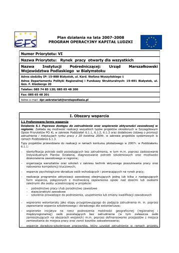 Zatwierdzony Plan Działania dla Priorytetu VI w województwie ...