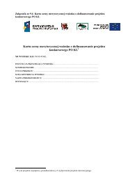 Karta oceny merytorycznej wniosku o dofinansowanie projektu konkursowego PO KL