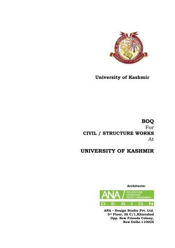 BOQ For At UNIVERSITY OF KASHMIR