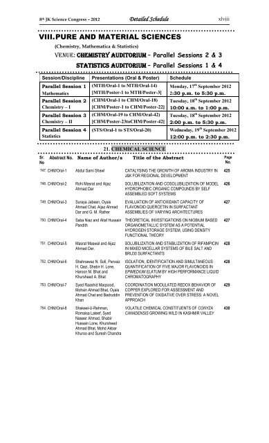 Detailed Schedule of Activities