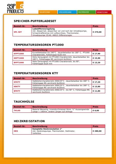 Preisliste Endkunde exkl. gesetzl. MwSt. Stand: 09/2011