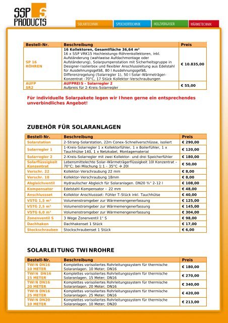 Preisliste Endkunde exkl. gesetzl. MwSt. Stand: 09/2011