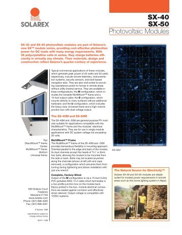 SX-40 SX-50 Photovoltaic Modules - Trichord, Inc.