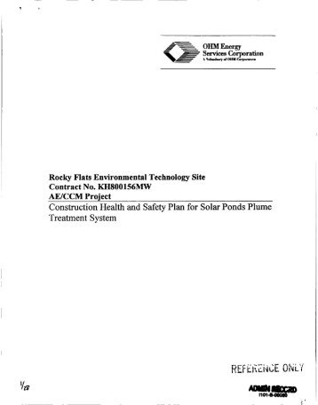 Construction Health and Safety Plan for Solar Ponds Plume ...