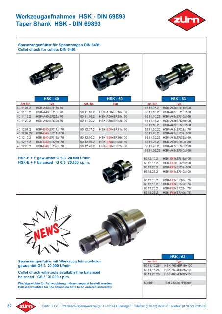 DIN 69893 Taper Shank HSK - DIN 69893