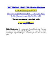 MGT 380 Week 2 DQ 2 Ethical Leadership