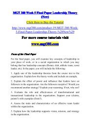 MGT 380 Week 5 Final Paper Leadership Theory (New)