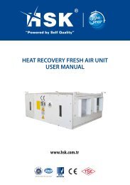 HEAT RECOVERY FRESH AIR UNIT USER MANUAL - Hsk