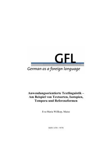 Anwendungsorientierte Textlinguistik – Am Beispiel von ... - GFL