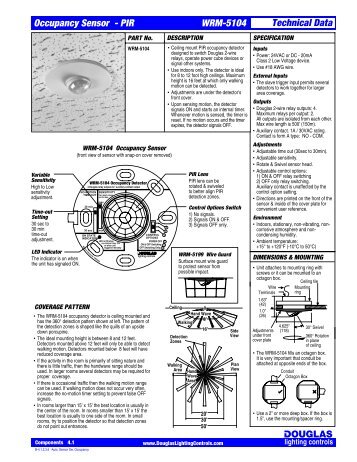 Occupancy Sensor - PIR WRM-5104 Technical Data noncorrosive noncondensing