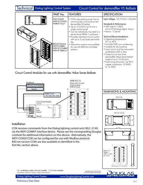 Technical Data - Douglas Lighting Control