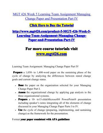 mgt 426 week 5 learning organization Mgt 426 week 5 individual assignment learning organization paper individual assignment: learning organization paper prepare a 1,050- to 1,400-word. mgt 426 week 5 learning organization Mgt 426 week 5 individual assignment learning organization paper individual assignment: learning organization paper prepare a 1,050- to 1,400-word.