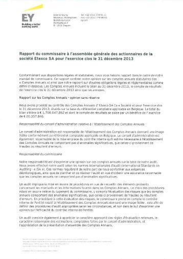 Etexco Report du commissaire