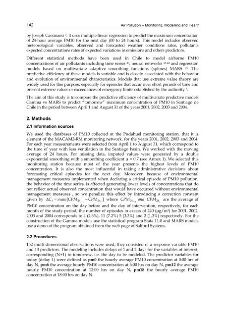 AIR POLLUTION – MONITORING MODELLING AND HEALTH