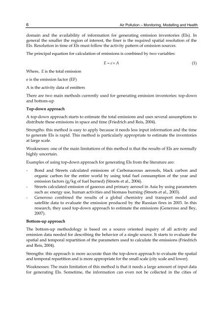 AIR POLLUTION – MONITORING MODELLING AND HEALTH