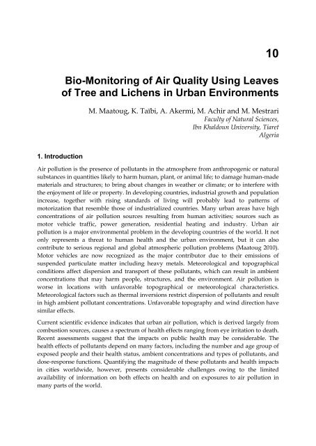 AIR POLLUTION – MONITORING MODELLING AND HEALTH