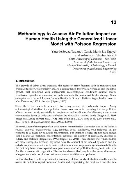 AIR POLLUTION – MONITORING MODELLING AND HEALTH