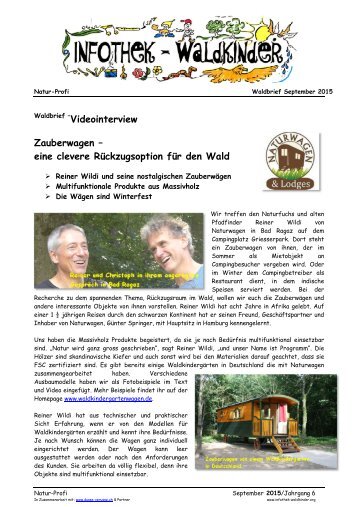 Infothek Waldkinder - Interview mit Reiner Wildi - Zauberwagen von Naturwagen - eine clevere Rückzugsoption für den Wald