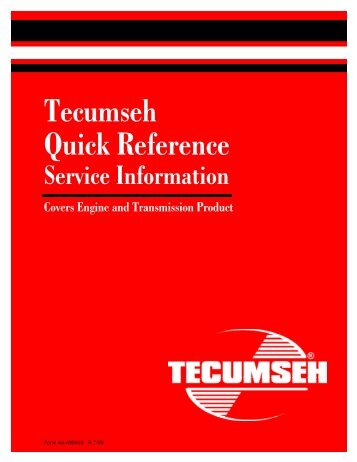 Tecumseh Quick Reference - Small Engine Suppliers