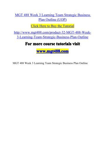 mgt 488 final business plan mgt 488 final business plan