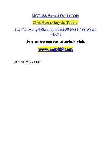 MGT 488 Week 4 DQ 1 (UOP) 