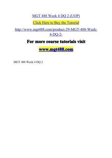 MGT 488 Week 4 DQ 2 (UOP) 