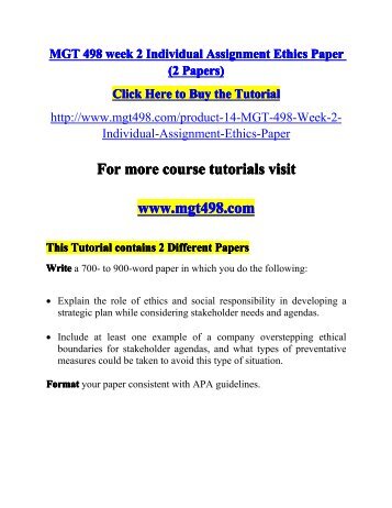 management 498 ethics paper Free essays on mgt 498 final for students use our papers to help you with yours 1 management ethics ethics paper eloy j barraza mgt/498 february 18. management 498 ethics paper Free essays on mgt 498 final for students use our papers to help you with yours 1 management ethics ethics paper eloy j barraza mgt/498 february 18.
