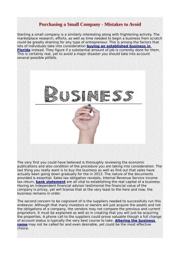 Purchasing a Small Company - Mistakes to Avoid.pdf