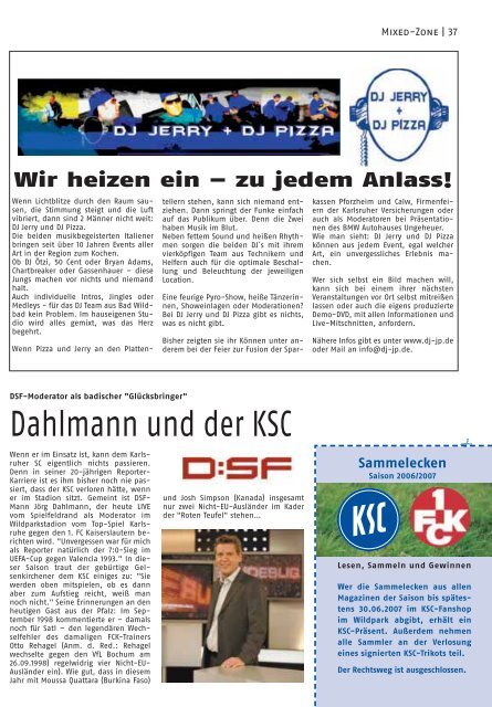 2005/2006 Spielerstatistik 2006/2007 - Karlsruher SC