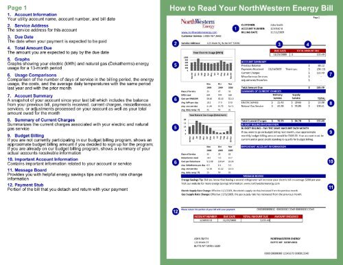 How to Read Your Bill Example.xlsx - NorthWestern Energy