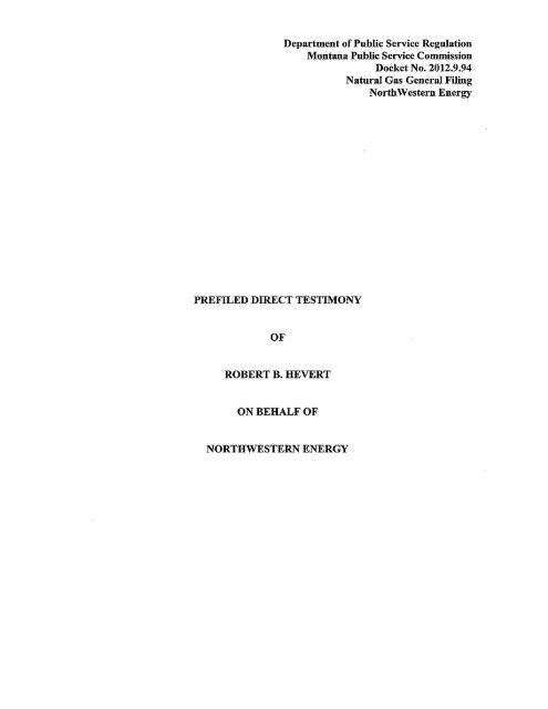 Prefiled Direct Testimony of Robert B. Hevert on Behalf of ...