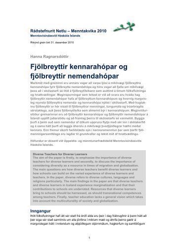 Fjölbreyttir kennarahópar og fjölbreyttir nemendahópar - Netla