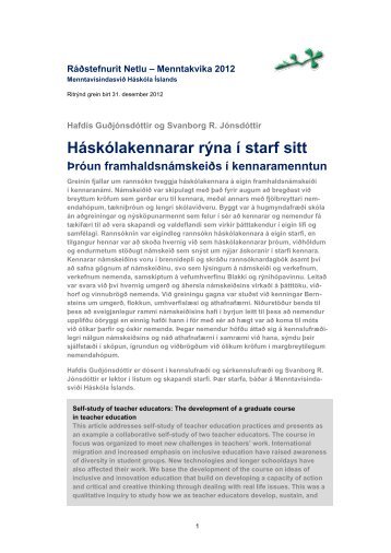 Háskólakennarar rýna í starf sitt - Netla - Háskóli Íslands