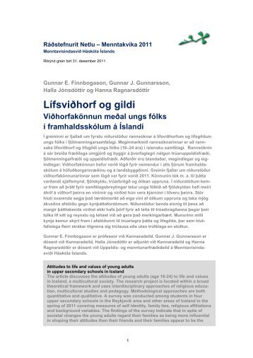 Lífsviðhorf og gildi - Netla - Háskóli Íslands